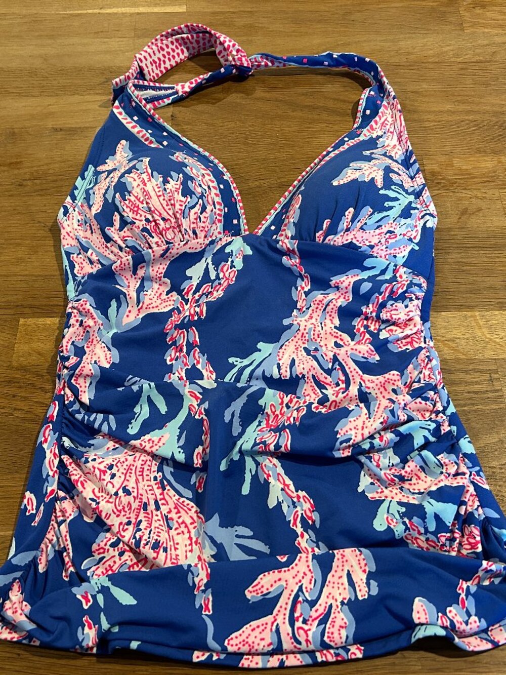 LILLY PULITZER Sz S Borealis Blue Bliss Halter Tankini Swimsuit Top - Picture 2 of 9